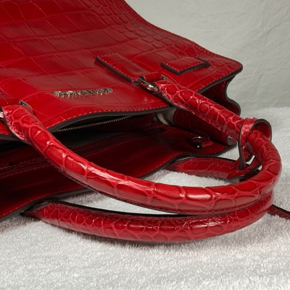 NWOT - Michael Kors Red Croc Satchel Tote Crossbody - Picture 7 of 16